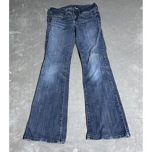 Y2K American Eagle Jeans Womens 4 Original Boot Dark Wash Denim Mid Rise Western